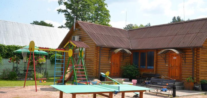 Sandy beach of the recreation center "Galitsky Dvir" in the village of Svityaz. Relax on the action.