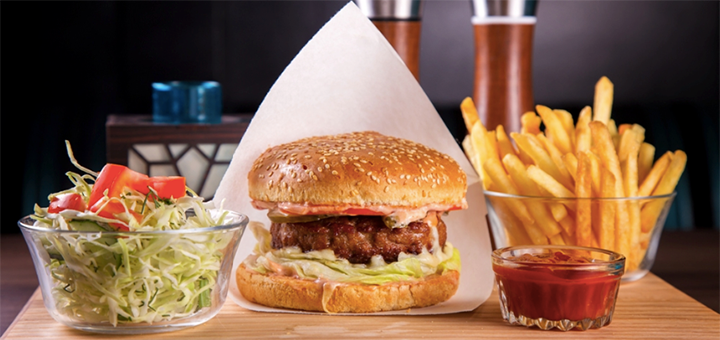 Burgers in Reka Cafe on Obolon Kiev