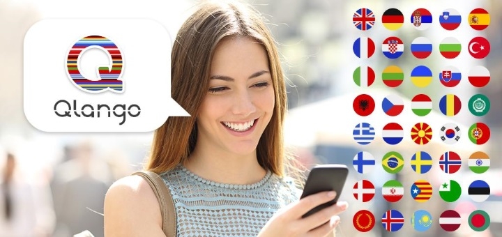 Learning foreign languages on the «Qlango» smartphone. Promotional services.
