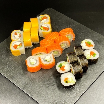 Japanese and Italian restaurant SushiPizza by La Spezia in Sumy. Stock