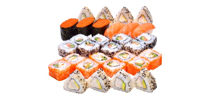 Sushi, rolls and nets in the foodman delivery service in kiev. order sushi with special delivery.
