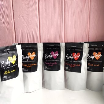 Кавові скраби диня, вишня, шоколад BodyLove. Купуйте зі знижкою.