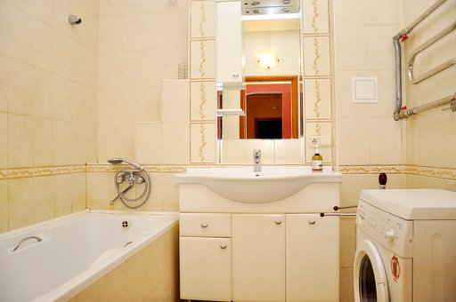 Bathroom in the Suite apartment at the Wellcom24 complex in Kiev. Book rooms for the promotion.