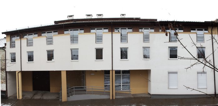 Exterior at the dolinsky hotel in lviv. book by promotion